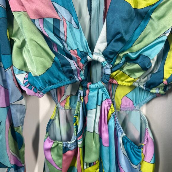 Show Me Your MUMU Dress Women S Blue Green Pink Go Out Go Go Luxe Party 70s - Picture 5 of 9